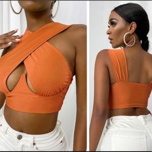 SHEIN Cross Wrap Crop Tank Top